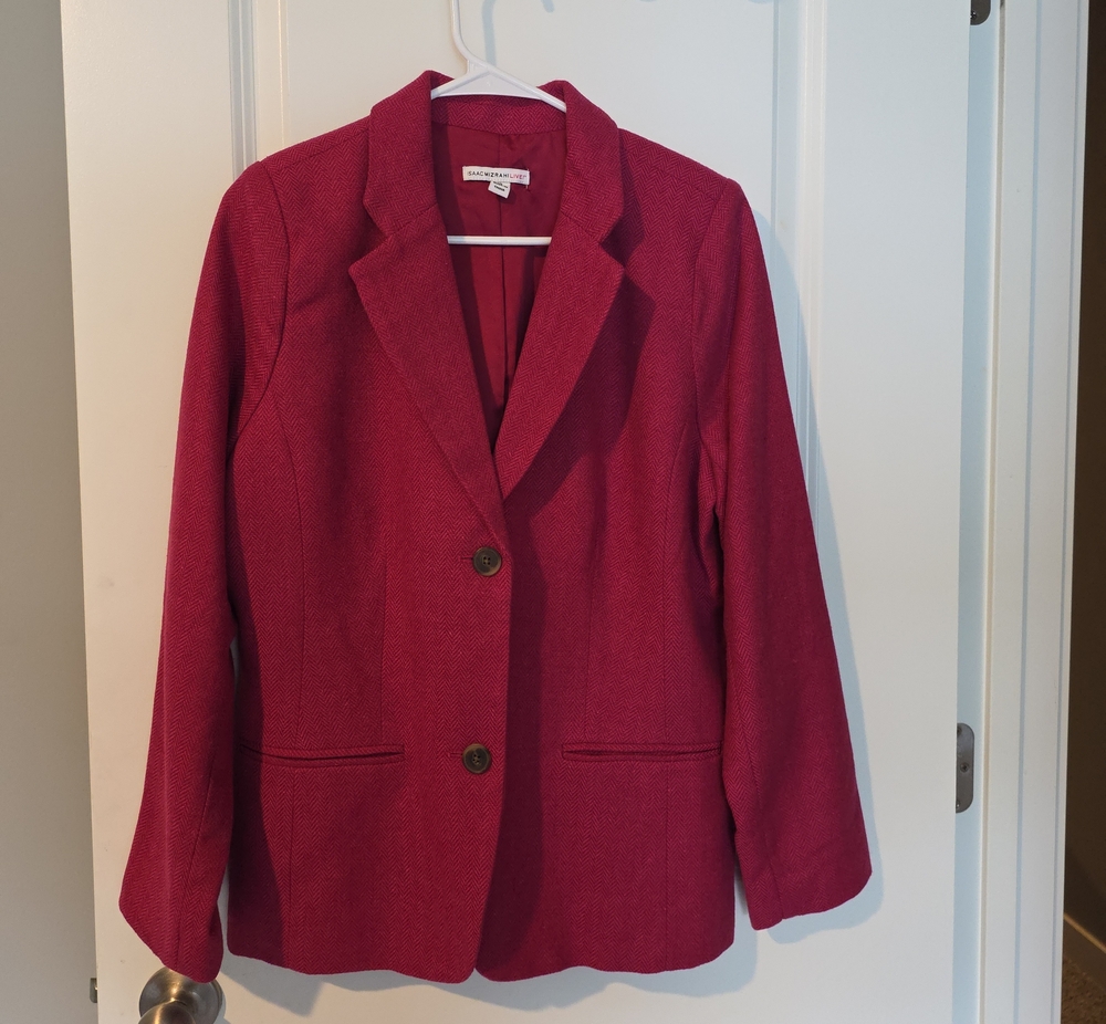 Isaac Mizrahi Raspberry Pink Single-Breasted Blazer